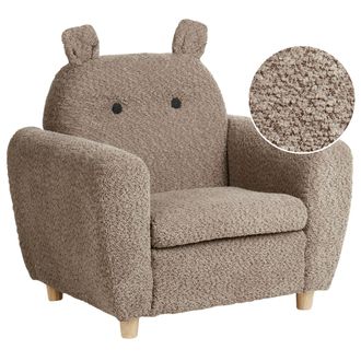 Beliani Sill&oacute;n Infantil Tapizado Boucl&eacute; Con Reposabrazos Para Ni&ntilde;os Marr&oacute;n Maribo