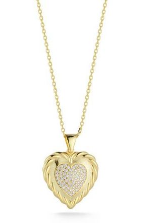 Sphera Milano Pav&eacute; Cubic Zirconia Heart Pendant Necklace in Gold at Nordstrom Rack