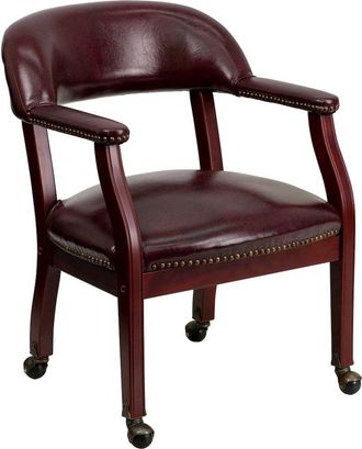 Flash Furniture Oxblood Vinyl Luxurious Conference Chair with Accent Nail Trim and Casters