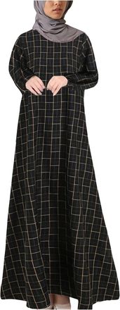 Generic Maxi Dress for Women Muslim Loose Fit Robe Elegant Commuting Long Sleeve Comfortable Abaya Modest Everyday Gown