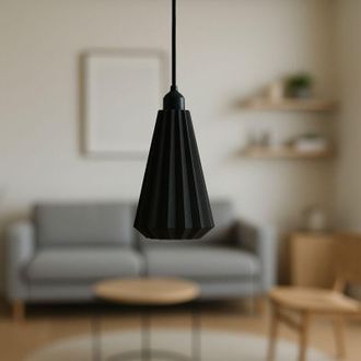 GreenIce Lampada a sospensione Lindor, rosone nero/nero/cavo nero