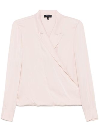 Theory Wikkelblouse met puntige revers - Roze