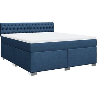 vidaXL Cama Box Spring Con Colch&oacute;n Tela Azul 180x200 Cm Vidaxl