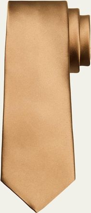 Saint Laurent Mens Solid Silk Satin Tie