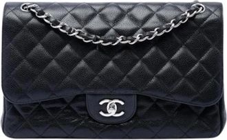 Chanel Pre-owned Classic Double Flap Shoulder Bag - Dames - Vintage Schoudertas - Zwart - ONE Size - Leer - Vintage
