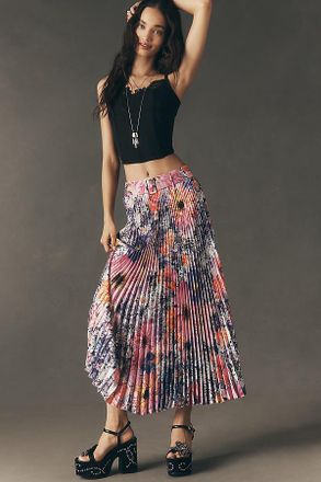 Ranna Gill Pleated A-Line Midi Skirt