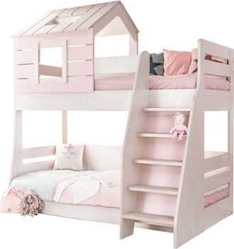 Muemue Letto A Castello Casetta Scala Destra Truciolato Rosa 90/100x200cm