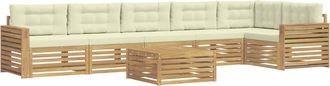 vidaXL Conjunto De Sof&aacute;s De Exterior 7 Uds. Blanco Y Crema Poli&eacute;ster Vidaxl