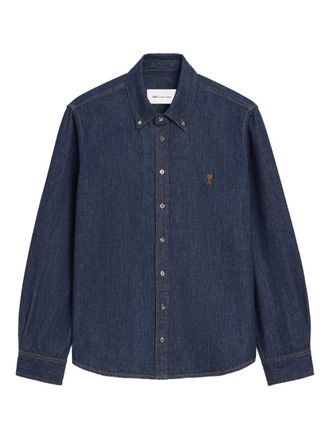 Ami logo-embroidery shirt - Blue