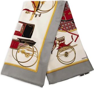Hermès 20th Century Les Voitures a Transformation Silk Scarf scarves - women - Silk - One Size - White