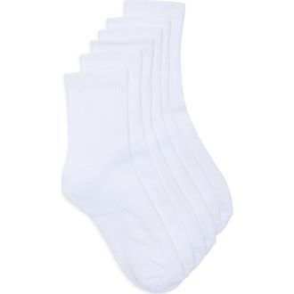 Nordstrom Everyday 3-Pack Demi Crew Socks in White at Nordstrom, Size 9