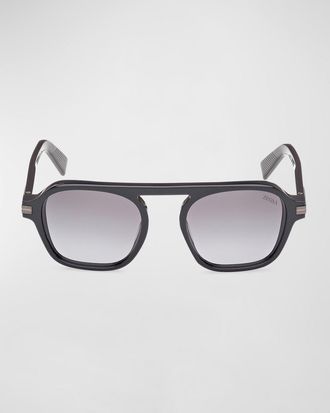 Ermenegildo Zegna Men & apos;s AURORA II Acetate Rectangle Sunglasses