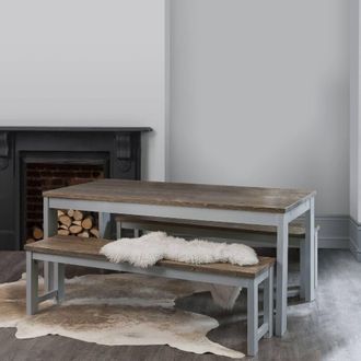 N&ouml;a & Nani Hever Dining Table in Grey and Dark Pine