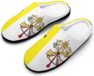 Generic Flag of Vatican City Slippers Men Winter Warm Cotton Anti-Slip Indoor Slip-Ons House Shoes