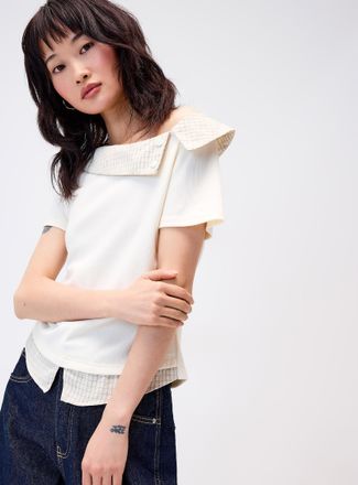Twik Womens Layered effect checkered T-shirt
