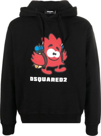 Dsquared2 logo-print detail hoodie - men - Cotton - XXXL - Black