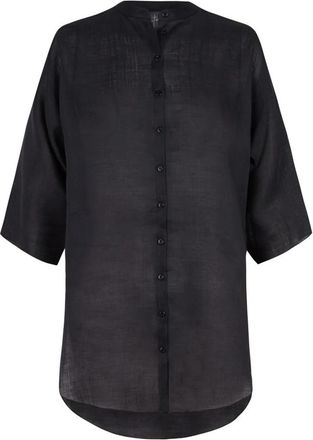 Cortana Top met Mao-kraag en Kimono-mouw - Dames - Overhemden - Zwart - 2XS - Overhemden