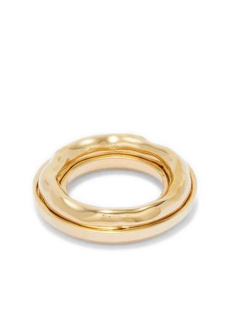 Jil Sander Anello a fascia con logo inciso - Giallo