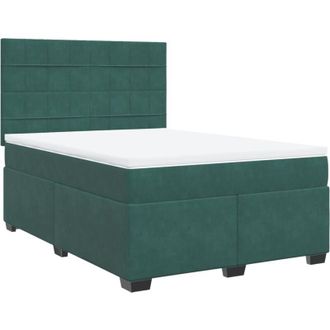 vidaXL Cama Box Spring Con Colch&oacute;n Terciopelo Verde Oscuro 160x200 Cm Vidaxl