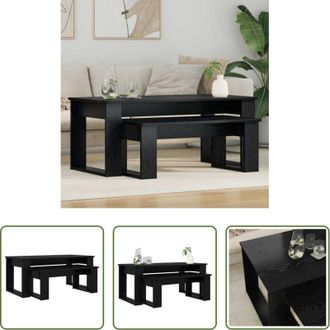 vidaXL Tavoli in legno - Set di Tavolini da Caff&egrave; 2 pcs Rovere Nero Legno multistrato