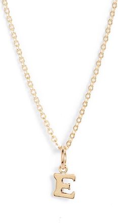 Nashelle Initial Pendant Necklace in Gold Fill - E at Nordstrom, Size 18