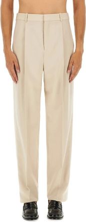 Saint Laurent Broeken, Heren, Beige, M, Wol, Highwaisted Straight Broeken