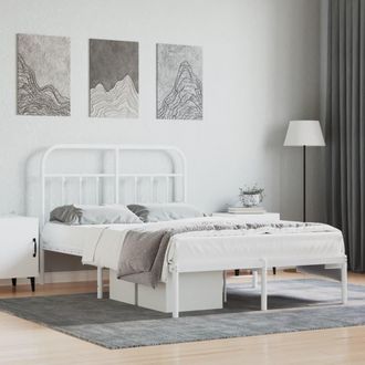 vidaXL Estructura Cama Sin Colch&oacute;n Con Cabecero Metal Blanco 120x190cm Vidaxl