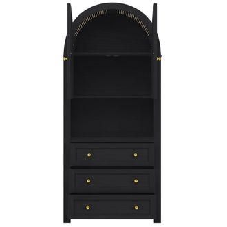 STILVORA Armario Alto Con 2 Puertas Y 3 Cajones, Estante Abierto, Dise&ntilde;o Arco, En Mdf, Negro, 70&times;35&times;180 Cm