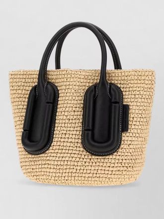 Marc Jacobs straw small handbag contrast trim dual handles