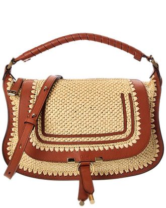 Chlo&eacute; Marcie Small Leather-Trim Shoulder Bag