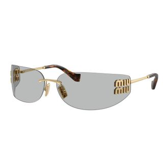 Miu Miu Sunglasses Rectangle Rimless, Gold Frame And Bronze Mirror Gradient Lens Mua51S5Ak20P