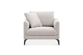 Castlery Lena Armchair Customized, (Performance Fleece) Cream (Matte Black Legs), Spill Resistant, Removable Covers for Chairs