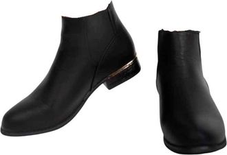 Ikrush Faux Leather Ankle Boots With Gold Trim Heelcasual Low Ankle Regular