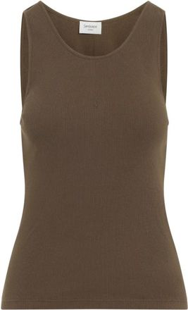 Saint Laurent Cassandre Tanktop - Dames - Tops zonder mouwen - Bruin - M - Katoen - Tops