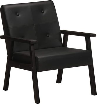 vidaXL Sill&oacute;n De Cuero Aut&eacute;ntico Negro Vidaxl
