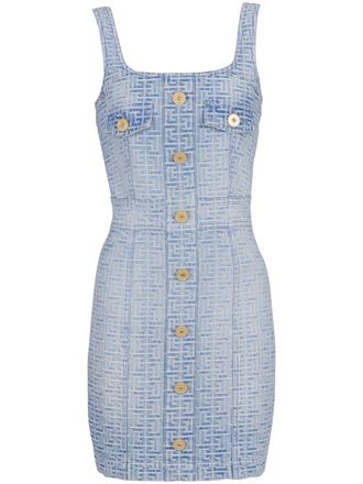 Balmain all-over monogram dress - Blue