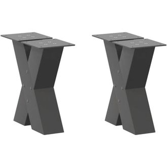 vidaXL Vidaxl - Patas Para Mesa De Centro En Forma De X (2 Unidades), Antracita, 30 X (30-31) Cm, Acero