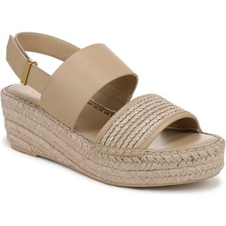 Franco Sarto Parry Wedge Sandal in Natural Beige Faux Leather at Nordstrom Rack, Size 8.5