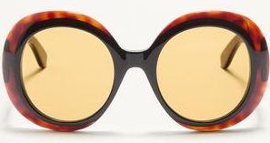 Valentino Dramatic Round 1960s Acetate Glasses Woman HAVANA BEIGE 54