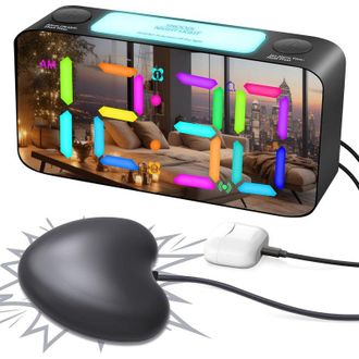 OEM Despertador Con Vibraci&oacute;n Extremadamente Potente Para Personas Sordas, Con Sue&ntilde;o Profundo O Con Discapacidad Auditiva Despertador Digital Rgb Para Hab