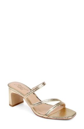 Badgley Mischka Zazie Block Heel Sandal in Gold Patent at Nordstrom, Size 9.5