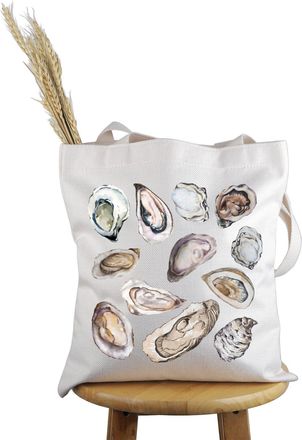 Generic PWHAOO Oyster Lover Gift Pearl Oyster Design Tote Bag Oyster Lover Handbag Seashell Themed Gift Clams Merch, Pearl Oyster Design T