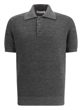 Brunello Cucinelli ribbed button-fastening polo shirt - Grey