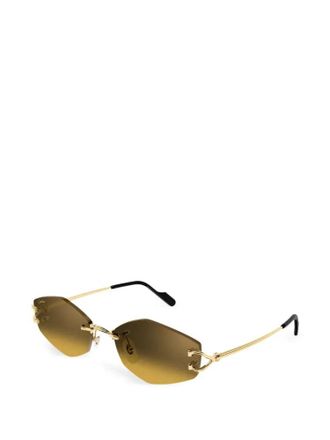 Cartier CT0620S Oval Rimless Sunglasses - Brown