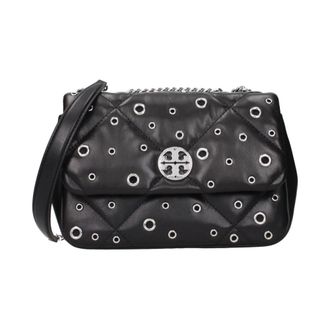 Tory Burch Kira Studded Leren Schoudertas - Dames - Tassen - Zwart - Maat: ONE Size Leer