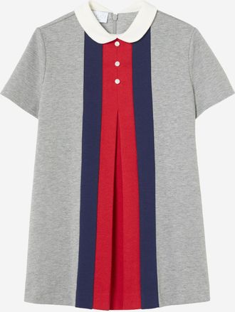 Gucci Girls Cotton Dress With Web Grey