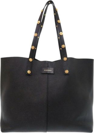 Versace Black Leather Tote Bag (Pre-Owned)