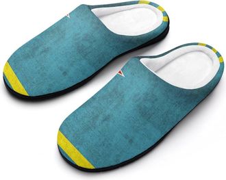 Generic Vintage Aruba Flag Mens House Slippers Memory Foam Washable Cotton Slip on Home Shoes