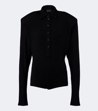 MUGLER Pullover polo in misto lana