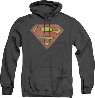 Gildan DC Comics Retro Supes Logo Distressed Adult Heather Hoodie / Hooded Sweatshirt
